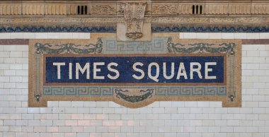 times Square - new york city metro işareti desen midtown manhattan'ın Döşe.