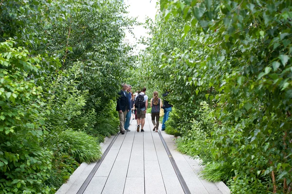 High Line Park em Nova Iorque. A Linha Alta é um parque público construído sobre um — Fotografia de Stock