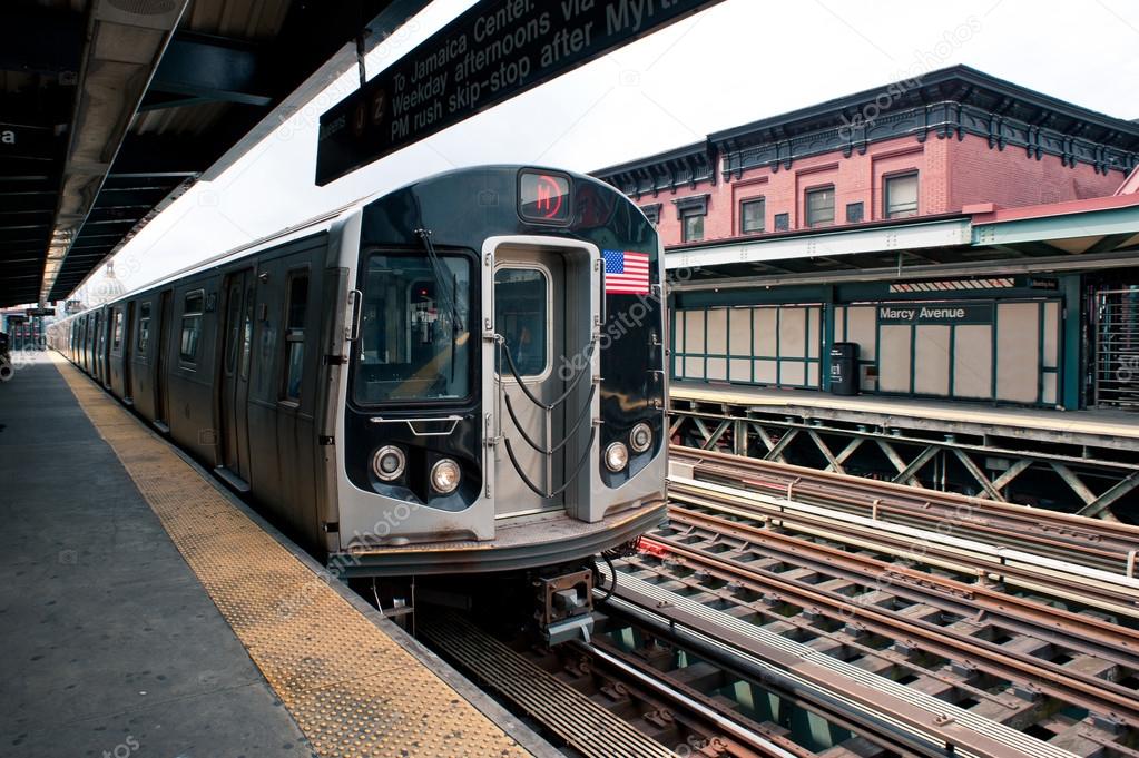 New York City subway station of Marcy avenue, Brooklyn Stock Photo by
