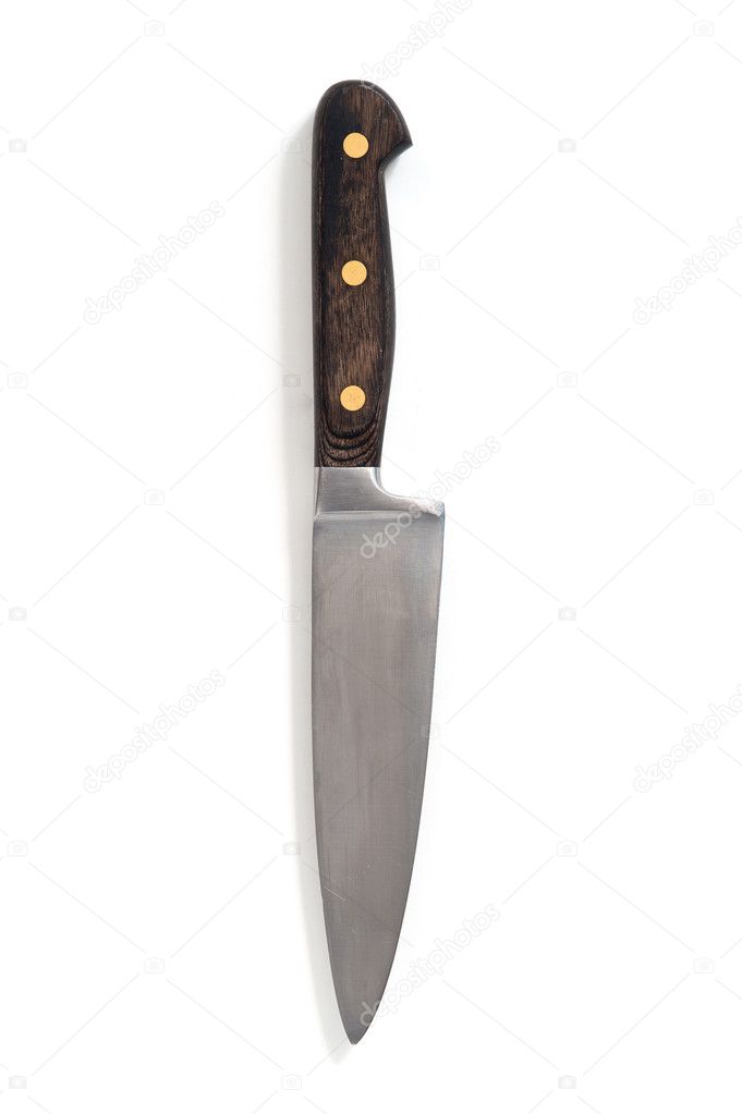 Kitchen knife isolated on white background. View from above