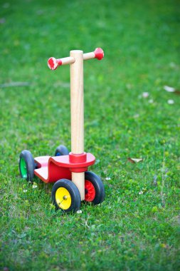 Çocuk bahçesindeki tek bir itme scooter