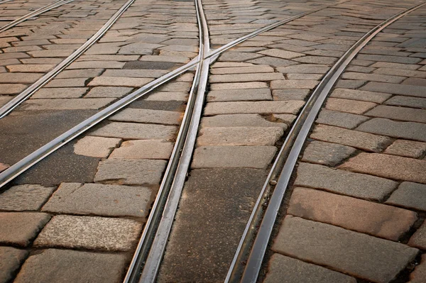 Tram rails achtergrond. Milaan, Italië — Stockfoto