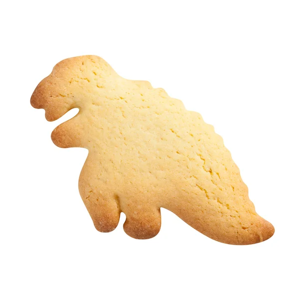 Homemade biscuit isolated on white background. Dinosaur shape — Stock Photo, Image