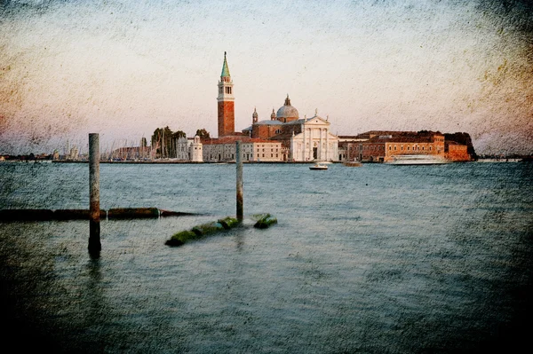 Vista para o grande canal. Veneza, Itália. efeito de papel vintage — Fotografia de Stock