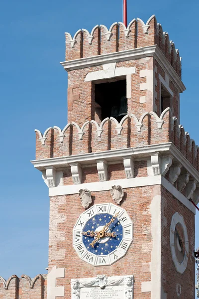 Clock Tower at the entrance of the Arsenale. Venice, Italy — Stock Photo, Image