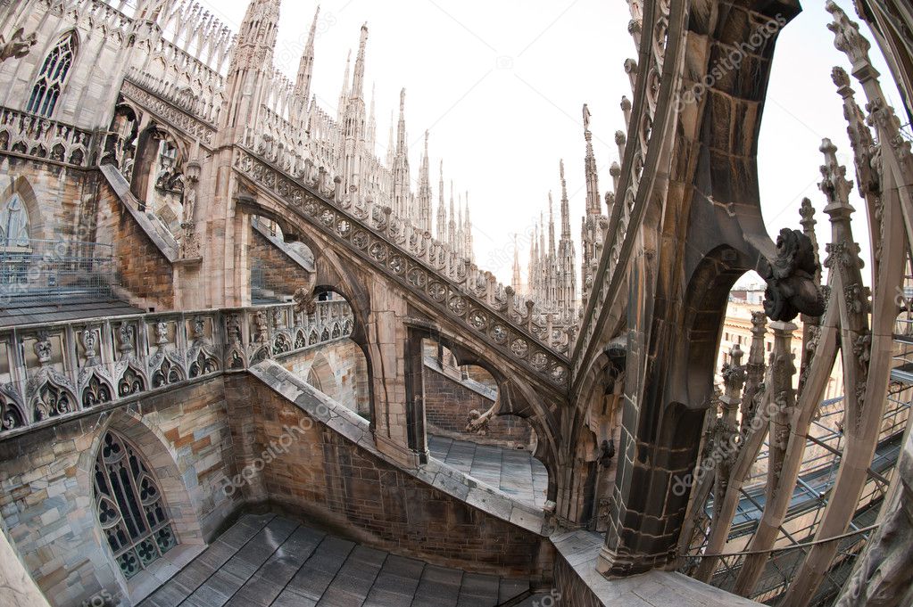Detail of gothic cathedral. Milan, Italy
