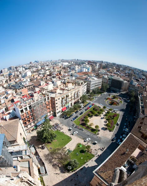 Utsikt över takåsarna i valencia, Spanien, från toppen av domkyrkan — Stockfoto