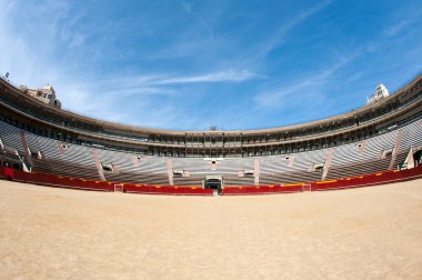 Panoramic interior view of Plaza de toros (bullring) in Valencia, Spain. The stadium was built by architect Sebastian Monleon in 1851 clipart