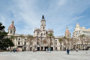 Valencia, İspanya - 31 Mart: ajuntament Meydanı yürüme