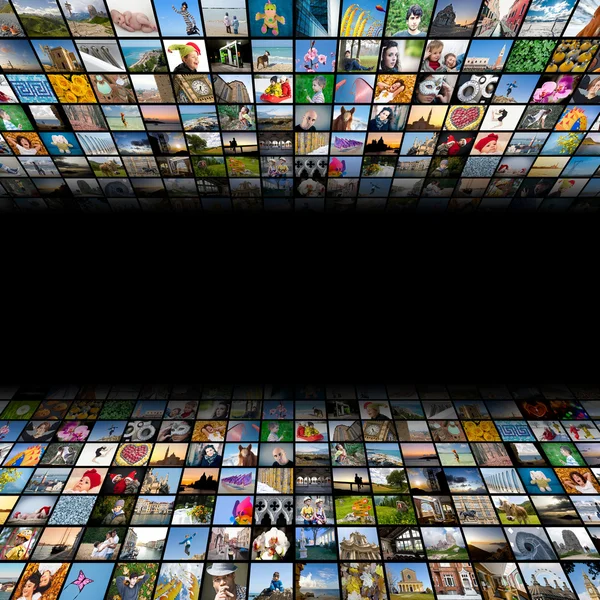 Abstrakter Multimedia-Hintergrund aus verschiedenen Bildern — Stockfoto