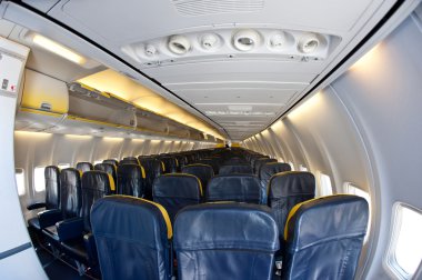 Empty seats inside a plane