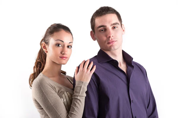 Retrato de pareja elegante aislado sobre fondo blanco — Foto de Stock