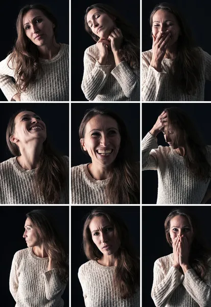 Collage de mujer de mediana edad retrato con diferentes expresiones —  Fotos de Stock