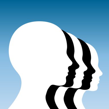 Black and white Human heads clipart