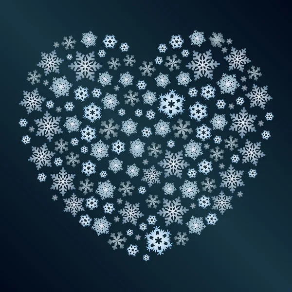 Sneeuw in de vorm van een hart — Stockvector