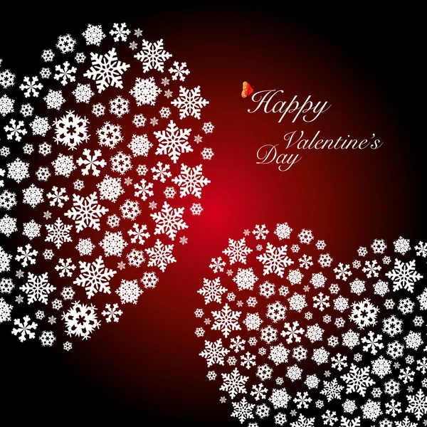 Два серця фігури зроблені сніжинки. Щасливий день Святого Валентина — стоковий вектор