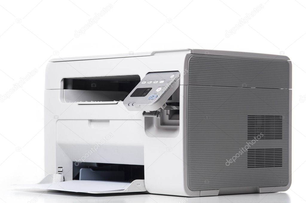 Laser printer isolated on white background