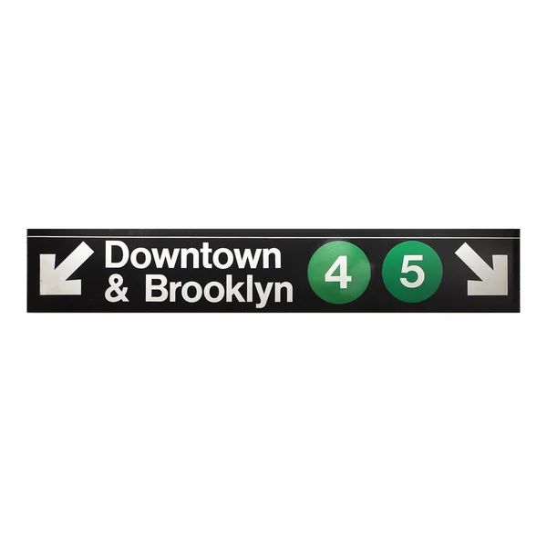 New York city subway sign in midtown Manhattan indicating Downto — Stock Photo, Image