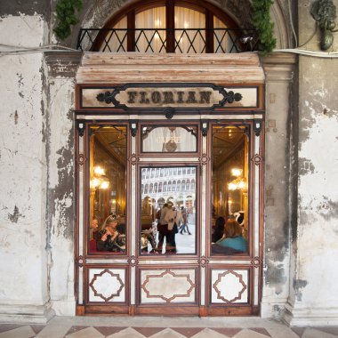 VENICE - February 5: Caffè Florian window on February 5, 2013.