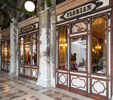 VENICE - February 5: Caffè Florian window on February 5, 2013.