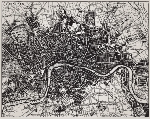 Mapa histórico de Londres, Inglaterra . — Vetor de Stock