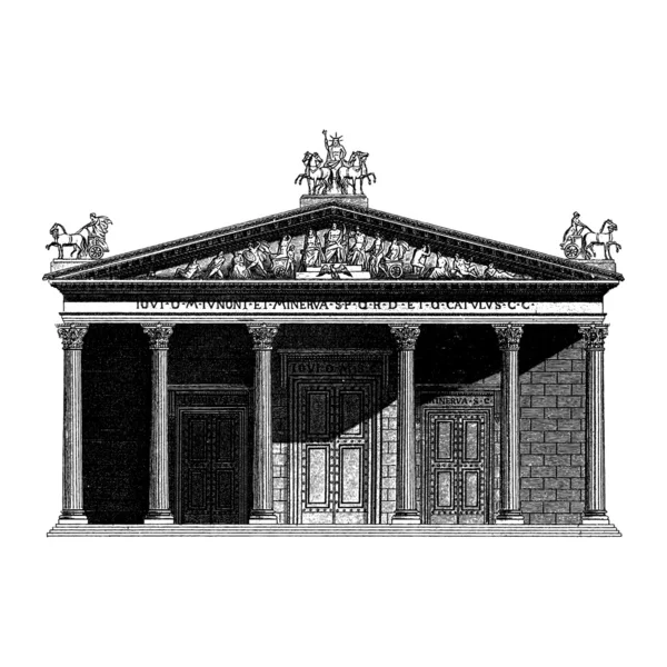 Engraving vintage Roman temple. — Stock Vector