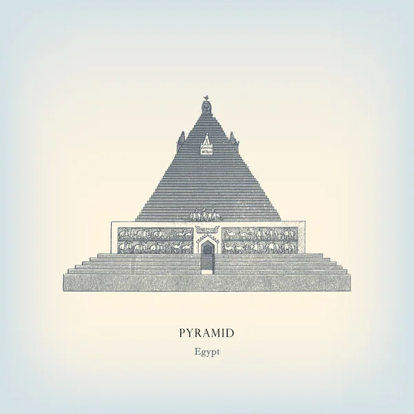 Engraving vintage pyramid from Egypt. — Stock vektor