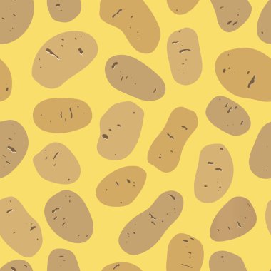 Patatesler elle çizilmiş vektörsüz desen. Organik sebze geçmişi. Eps 10