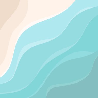 Soyut yaz plajı geçmişi. Dalgalar ve kıyı şeridi olan mavi deniz. Kapak tasarımı illüstrasyonu.