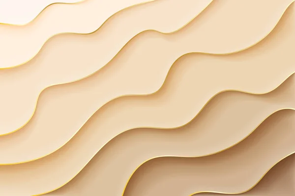 Piaskowe Tło Falistym Wzorem Złotymi Liniami Abstrakcyjna Plaża Pustynia Tekstura — Wektor stockowy
