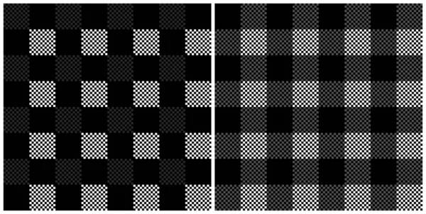 Ensemble Motif Carreaux Carreaux Noir Gris Blanc Modèle Sans Couture — Image vectorielle