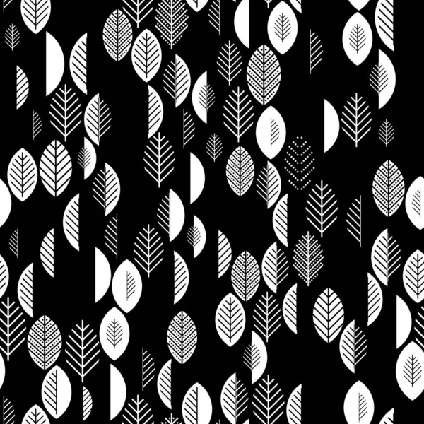 Vector Deja Patrón Sin Costuras Blanco Negro Floral Orgánica Repetida — Archivo Imágenes Vectoriales