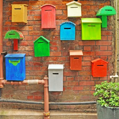 Colorful mailboxes clipart