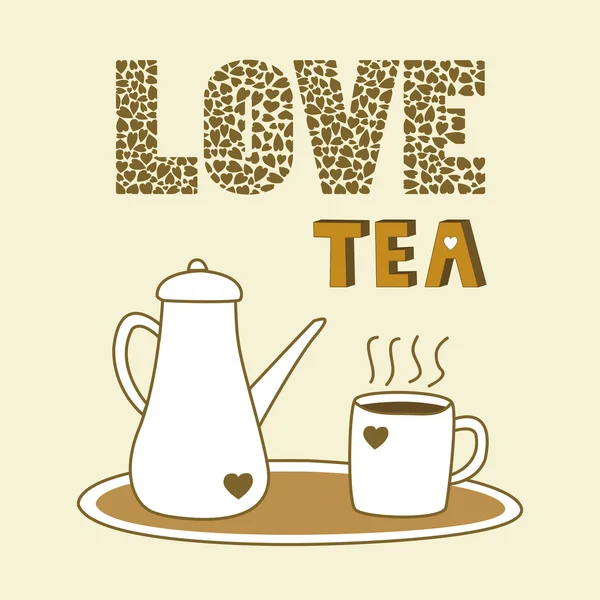 Aşk çay kartı — Stok Vektör