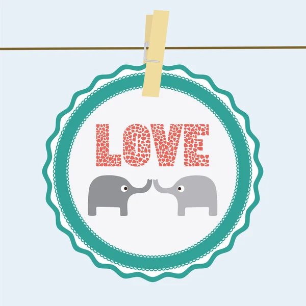 Aşk filler kartı — Stok Vektör