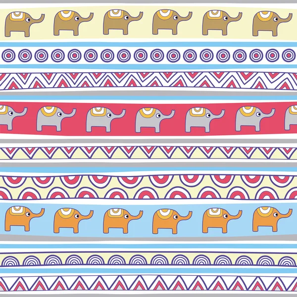 Elephants multicolor pattern — Stock Vector