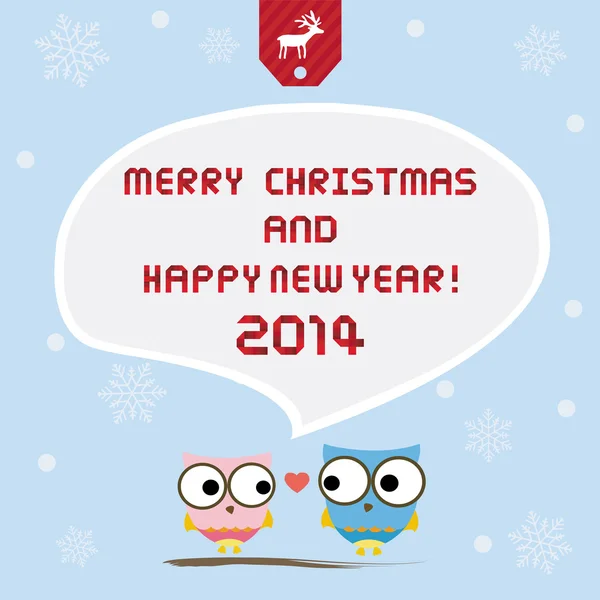 Natal cartão de saudação com corujas — Vetor de Stock