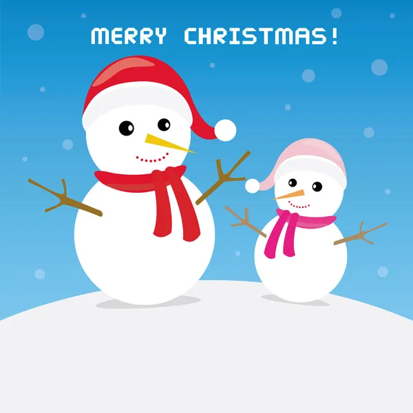 Feliz Natal de boneco de neve e nevado — Vetor de Stock