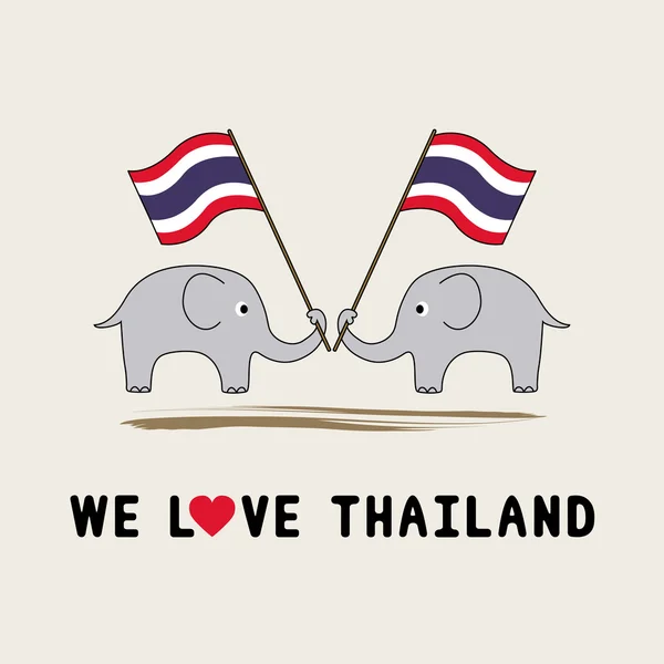 Deux éléphants portent le drapeau thaïlandais 1 — Image vectorielle