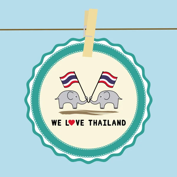 Deux éléphants portent le drapeau thaïlandais 2 — Image vectorielle