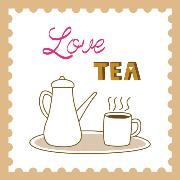 Cartão de chá de amor4 —  Vetores de Stock