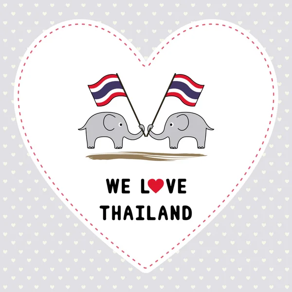 Zwei Elefanten halten thailändische Flagge 3 — Stockvektor