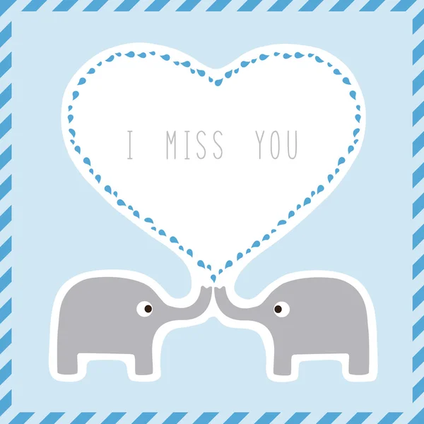 Cartão de casal de elefantes2 — Vetor de Stock