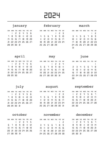 Calendario Para 2024 Año Set Planificador Calendario Para Plantilla Diseño — Vector de stock