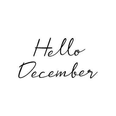 Merhaba Aralık el yazısı beyaz arka planda.