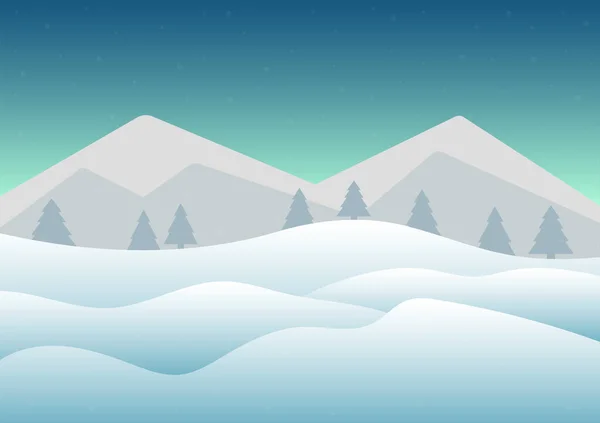 Montañas Invierno Paisaje Con Bosque Pinos Ilustración Vectorial — Vector de stock