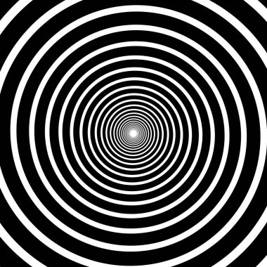 Siyah ve beyaz hipnotik optik illüzyon spiral arka plan.