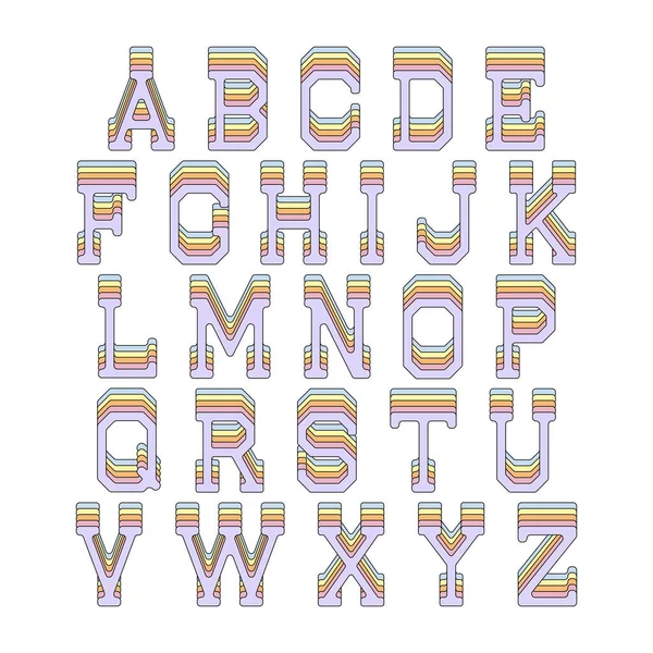 Alphabet Letters Isometric Effect Rainbow Pattern Vector Illustration — Stock Vector