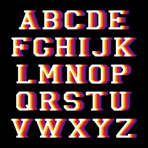 Alphabet Buchstaben Isometrischer Effekt Mit Regenbogenmustern Vektorillustration — Stockvektor