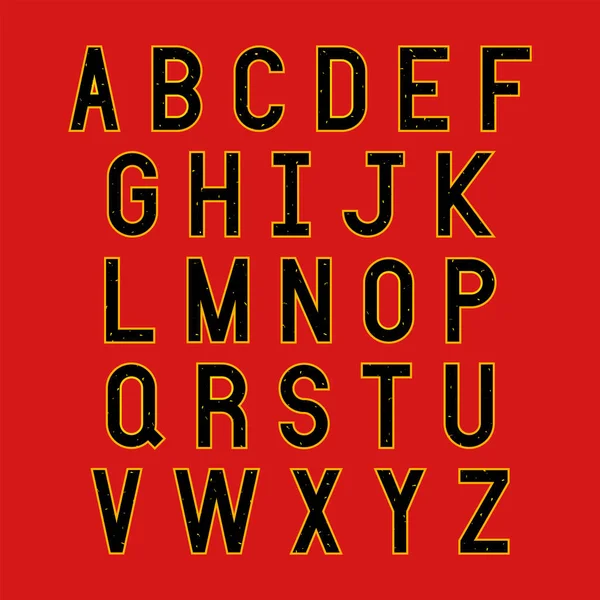 Μαύρα Και Κίτρινα Γράμματα Αλφαβήτου Κόκκινο Φόντο — Διανυσματικό Αρχείο